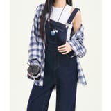 ネイビー | ワイドシルエットデニムサロペット | aimoha