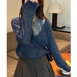 ネイビー | レイヤードデザインニットトップス【AW】 | aimoha 