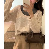 ベージュ | レイヤードデザインニットトップス【AW】 | aimoha 