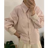 ピンク | レースディテールコットンシャツ | aimoha 