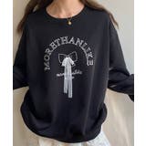 ブラック | 文字刺繍スウェット | aimoha