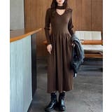 コーヒー | カットアウトリブニットワンピース【AW】 | aimoha 
