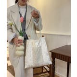 グリーン | レース刺繍ポケットトートバッグ | aimoha 