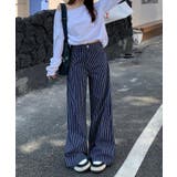 ストライプワイドデニムパンツ | aimoha | 詳細画像3