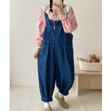 ネイビー | デニムオーバーオールワイドパンツ | aimoha