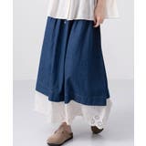 レース付きデニムドローストリングスカート | aimoha  | 詳細画像10 