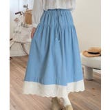 レース付きデニムドローストリングスカート | aimoha  | 詳細画像17 