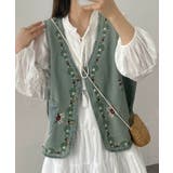 花柄刺繍デニムベスト | aimoha | 詳細画像9