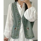 花柄刺繍デニムベスト | aimoha | 詳細画像11