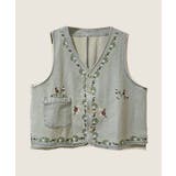 花柄刺繍デニムベスト | aimoha | 詳細画像1