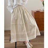 レース付き麻混ロングスカート | aimoha  | 詳細画像1 