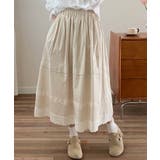 レース付き麻混ロングスカート | aimoha  | 詳細画像12 