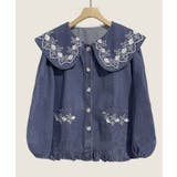 刺繍襟付きデニム風ブラウス | aimoha  | 詳細画像17 