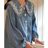 刺繍襟付きデニム風ブラウス | aimoha  | 詳細画像15 