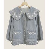 刺繍襟付きデニム風ブラウス | aimoha  | 詳細画像1 