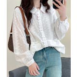 レーストリムドットシャツブラウス | aimoha | 詳細画像1