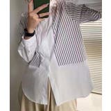 ストライプ切替ノーカラーシャツ | aimoha | 詳細画像15