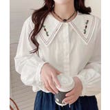 ホワイト2 | 刺繍入りビッグカラーシャツ | aimoha