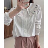 ホワイト | 刺繍襟ピンタックシャツ | aimoha