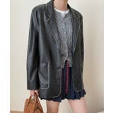 ブラック | パイピングPUレザージャケット | aimoha 