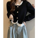 フリル付きボタンカーディガン | aimoha  | 詳細画像1 