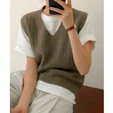キャメル | シンプルニットベスト | aimoha