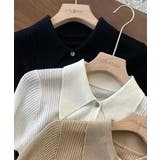 襟付きリブニットトップス | aimoha  | 詳細画像2 