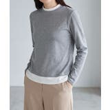 ライトグレー | バイカラークルーネックニットプルオーバー | aimoha 