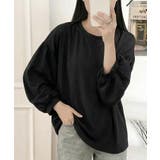 ブラック | ボリュームスリーブ ソフトタッチ プルオーバー | aimoha