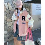 ピンク | フード付きワッペンスタジャン | aimoha