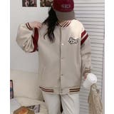 ベージュ | ロゴ刺繍デザインスタジャン | aimoha