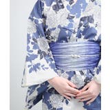 花模様コットン浴衣4点セット ゆかた・へこ帯・下駄・髪飾り | aimoha  | 詳細画像30 