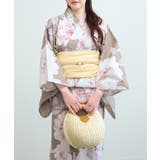 W | 花模様コットン浴衣4点セット ゆかた・へこ帯・下駄・髪飾り | aimoha 