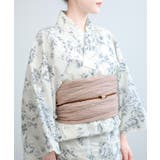 AA | 花模様コットン浴衣4点セット ゆかた・へこ帯・下駄・髪飾り | aimoha 