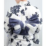 花模様コットン浴衣4点セット ゆかた・へこ帯・下駄・髪飾り | aimoha  | 詳細画像42 
