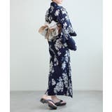 花模様コットン浴衣4点セット ゆかた・へこ帯・下駄・髪飾り | aimoha  | 詳細画像50 