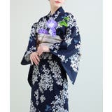 花模様コットン浴衣4点セット ゆかた・へこ帯・下駄・髪飾り | aimoha  | 詳細画像47 