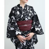 AB | 花模様コットン浴衣4点セット ゆかた・へこ帯・下駄・髪飾り | aimoha 