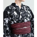 花模様コットン浴衣4点セット ゆかた・へこ帯・下駄・髪飾り | aimoha  | 詳細画像6 