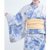 花模様コットン浴衣4点セット ゆかた・へこ帯・下駄・髪飾り | aimoha  | 詳細画像13 