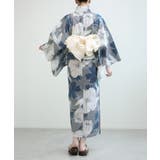 花模様コットン浴衣4点セット ゆかた・へこ帯・下駄・髪飾り | aimoha  | 詳細画像18 