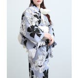 T | 花模様コットン浴衣4点セット ゆかた・へこ帯・下駄・髪飾り | aimoha 