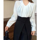 ホワイト | 【BANICO】プリーツVネックブラウス | aimoha