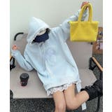 ブルー | リボンプリントパーカー | aimoha 