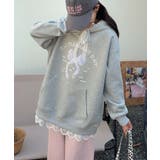 グレー | リボンプリントパーカー | aimoha 