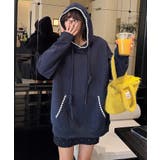 ネイビー | 配色ステッチパーカー | aimoha 