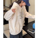 ライトベージュ | フリル付きロゴパーカーデザイン | aimoha 