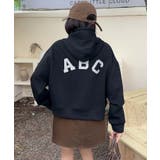 ブラック | 「ABC」ロゴプリントフーディー | aimoha 