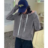 ボーダー柄ジップアップ パーカー | aimoha  | 詳細画像10 