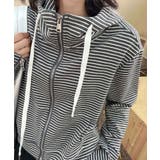 ボーダー柄ジップアップ パーカー | aimoha  | 詳細画像13 